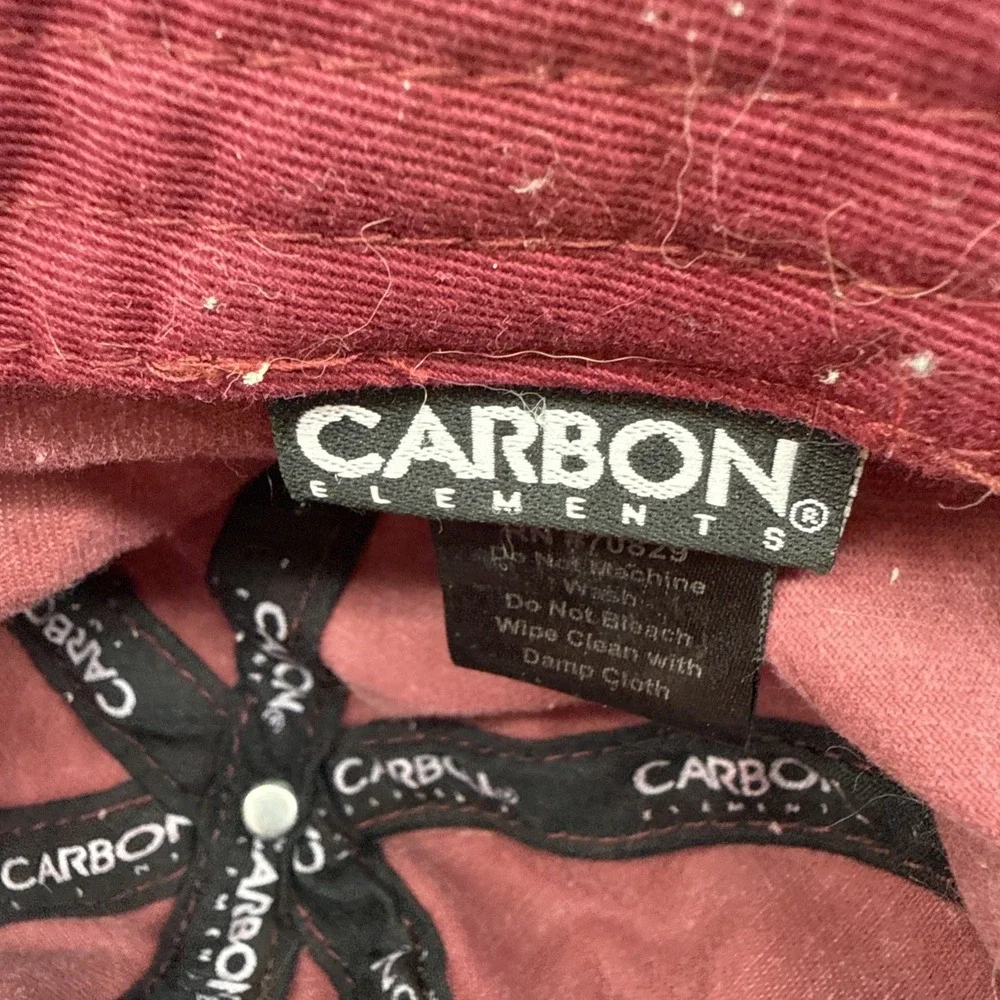 Carbon Elements Women's Baseball Cap Hat Adult Adjustable Burgandy Distressed